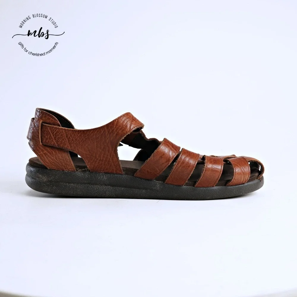 Mephisto Sam Woven Fisherman Soft-Air Travel Comfort Sandals Brown Men EU 47
